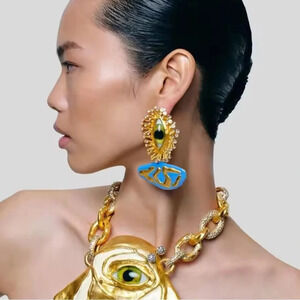 Baroque Guardians of Azure The Mystical Eye Blue Crystal Earrings